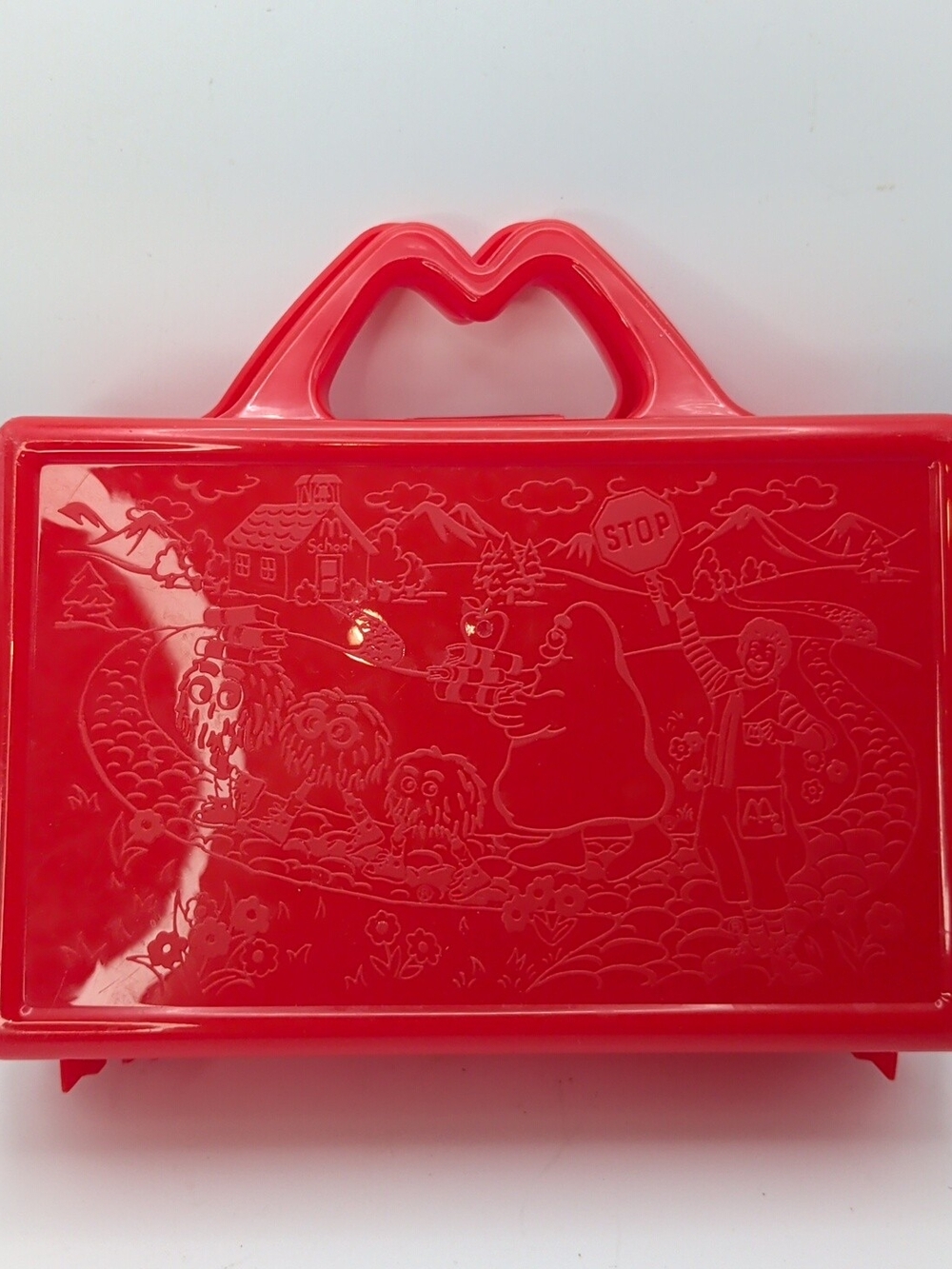 McDonalds 1988 Happy Meal On the Go School Lunch Box Red Pencil Case Toy (J)